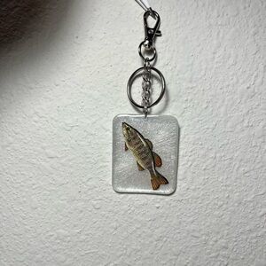 Elegant Fish Keychain with Silver and Brown Details